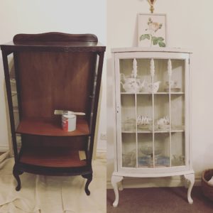 vintage-display-cabinet before and after makeover