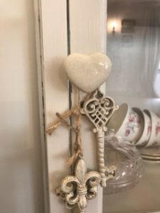 key detail on pretty vintage china cabinet