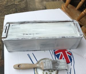 Vintage drawer with a coat of primer