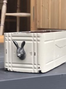 painted vintage drawer upcycle with hare handle