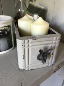 vintage drawer as storage in the utility room