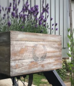 Painted DIY wooden box with lavender