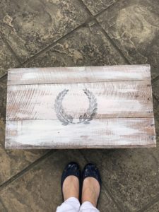 Painted DIY box with laurel wreath