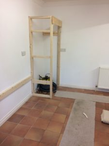 wooden frame for utility room cupboard