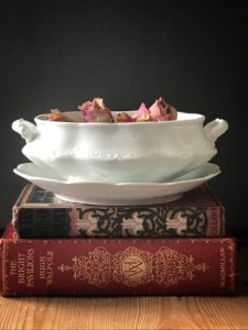 china tureen with rose head pot pourri for room decor