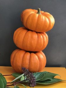 autumn stacked pumpkins and greenery