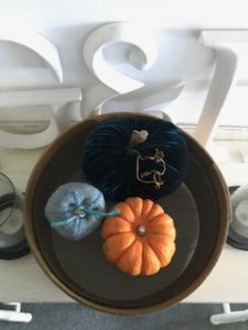 garden sieve velvet and tweed pumpkins in autumn