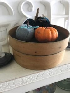 garden sieve velvet and tweed pumpkins in autumn