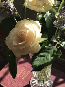 cream rose and lavender display for room decor