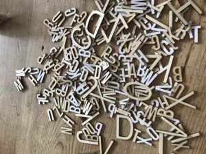 wooden letters for DIY decoupage sign