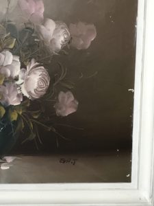 flower oil painting in white frame