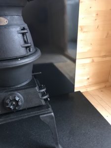 heatshield granite base and pot bellied stove