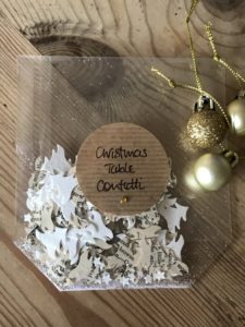 homemade christmas table confetti for christmas decorations