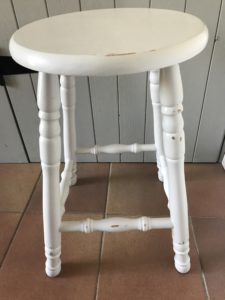 painted pine stool with light distressing and rubbing down