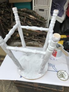 pine bar stool with coat of primer