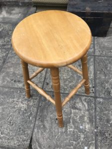 pine bar stool after sawing to correct height