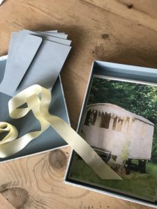 bespoke writing set for handwritten letter with ribbon and envelopes