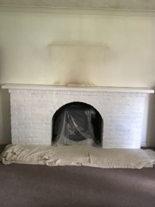 white painted fireplace