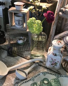 vintage jars ladles boxes and bottles at spring fair