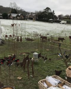 vintage garden finds at snowy spring fair