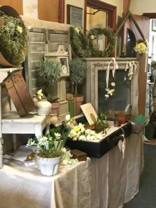 spring styled entrance with garden apparell to spring fair