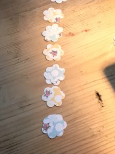 card flower cutouts ready for making paper garland