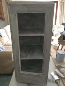 priming old wooden pot cupboard