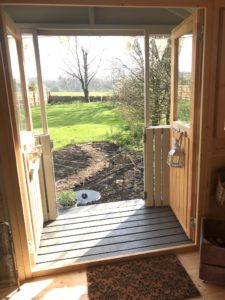 view of creating wildflower garden from Shepherds Hut