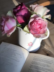 caroline zoob jugs with roses and book 