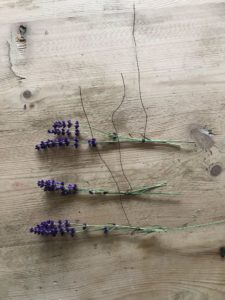 lavender sprigs in florist wire create lavender wreaths in preserving flowers