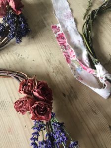 preserving flowers - making rose and lavender wreaths