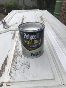 stain block to cover yellowing paint on vintage door