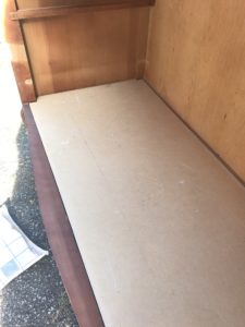 mdf shelf inside up-cycled linen storage cabinet