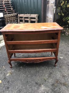 turning a reproduction french chest of drawers into a linen storage cabinet