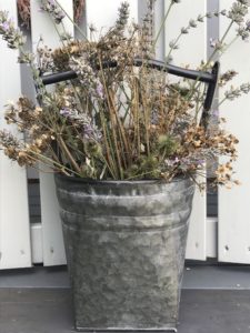 dried flowers used for dried flower crafts in zinc bucket