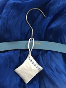 painted blue Decorative clothes hanger with linen lavender bag