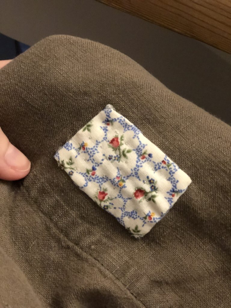 vintage fabric to mend a hole