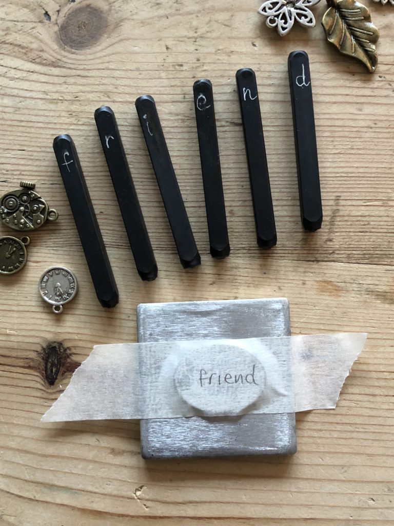 Metal Stamping - making a friend tag and masking tape