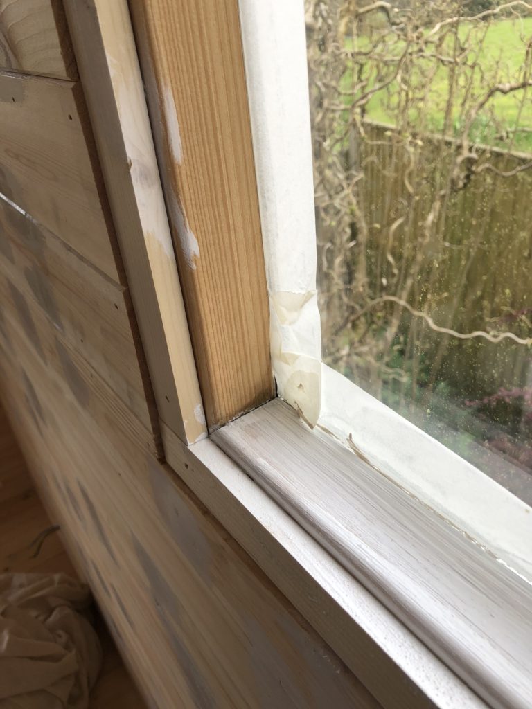 masking the windows of a shepherds hut 