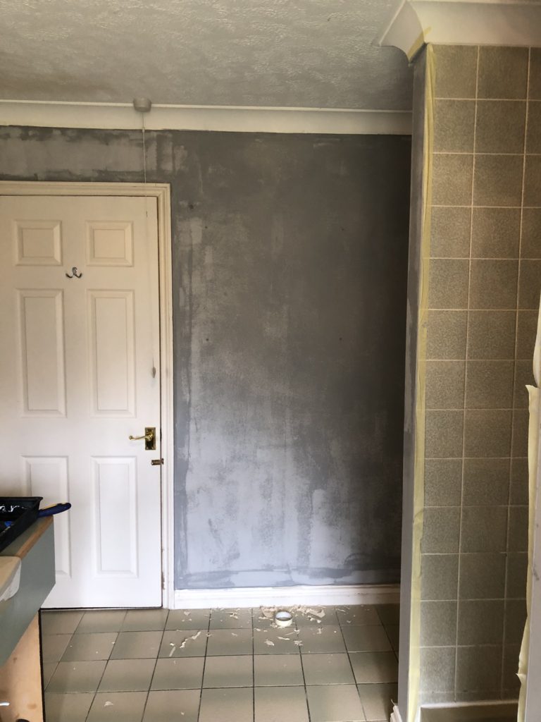 paint drying on bathroom wall