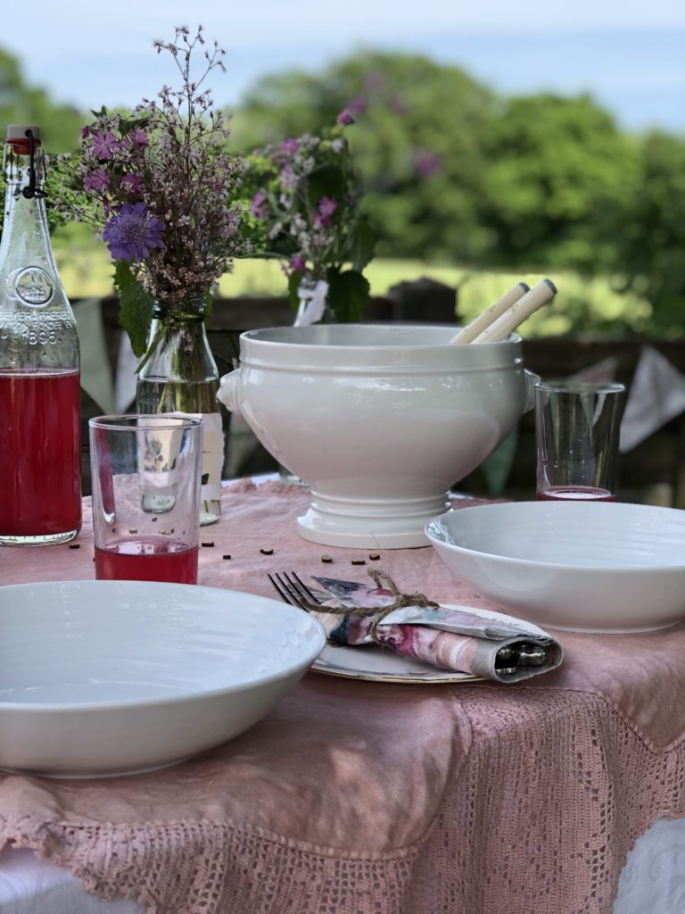 pastel pink simple table decoration