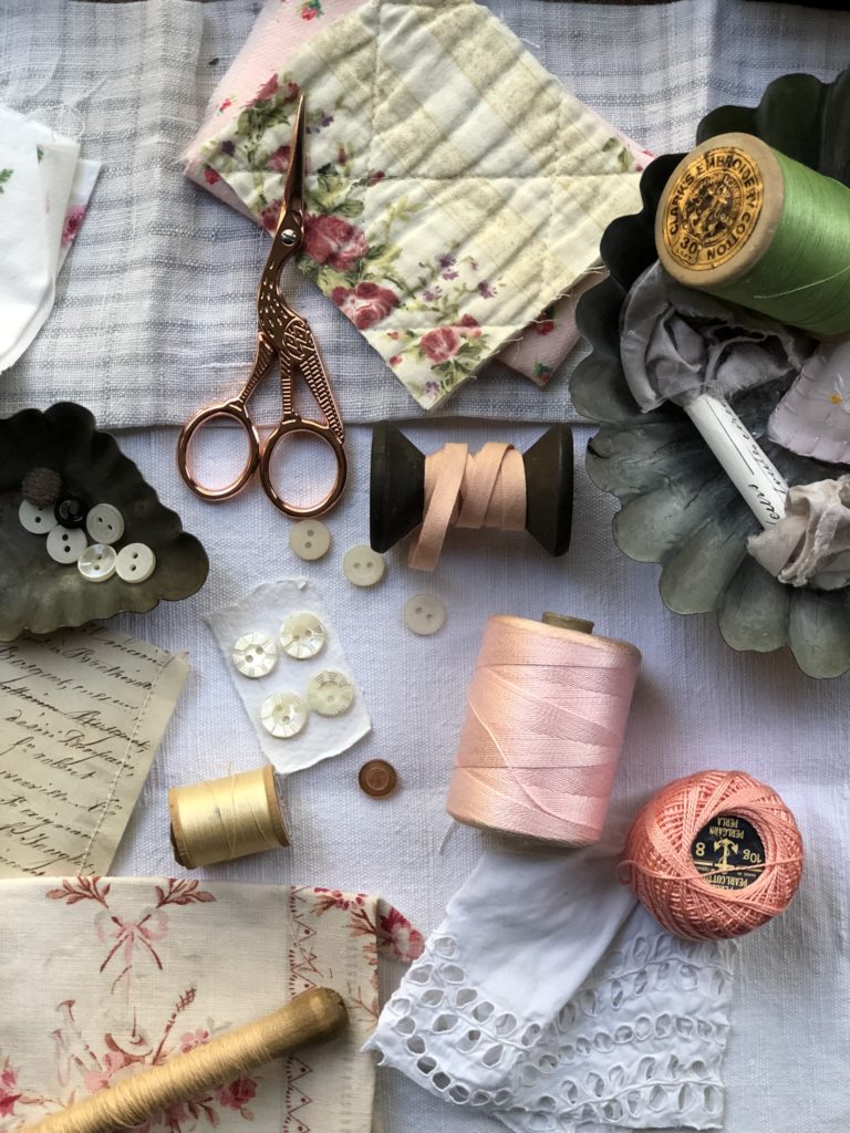 flat lay of haberdashery and sewing notions