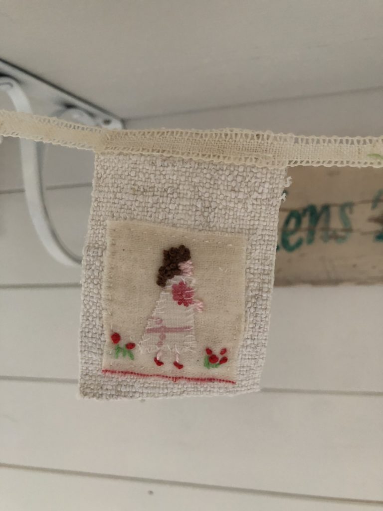 mini vintage bunting of country lady with roses