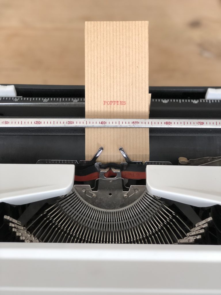 brown paper in typewriter 