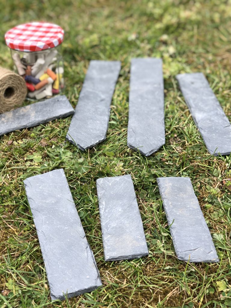 preparing slate plant markers