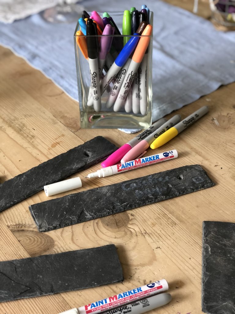 decorating slate plant markers with sharpies