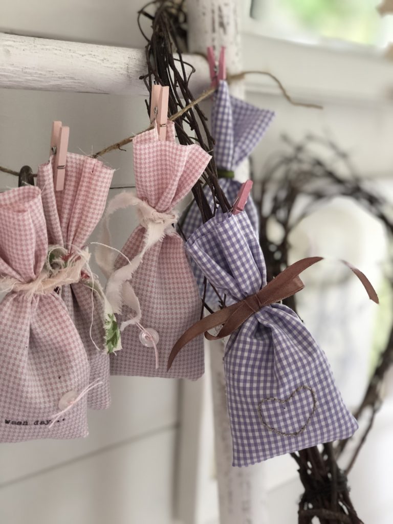 pink and purple homemade lavender dryer bags