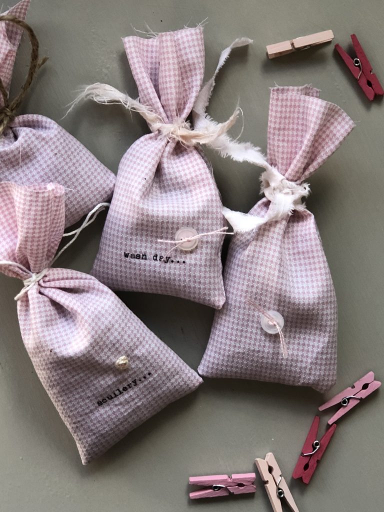 pink and purple homemade lavender dryer bags