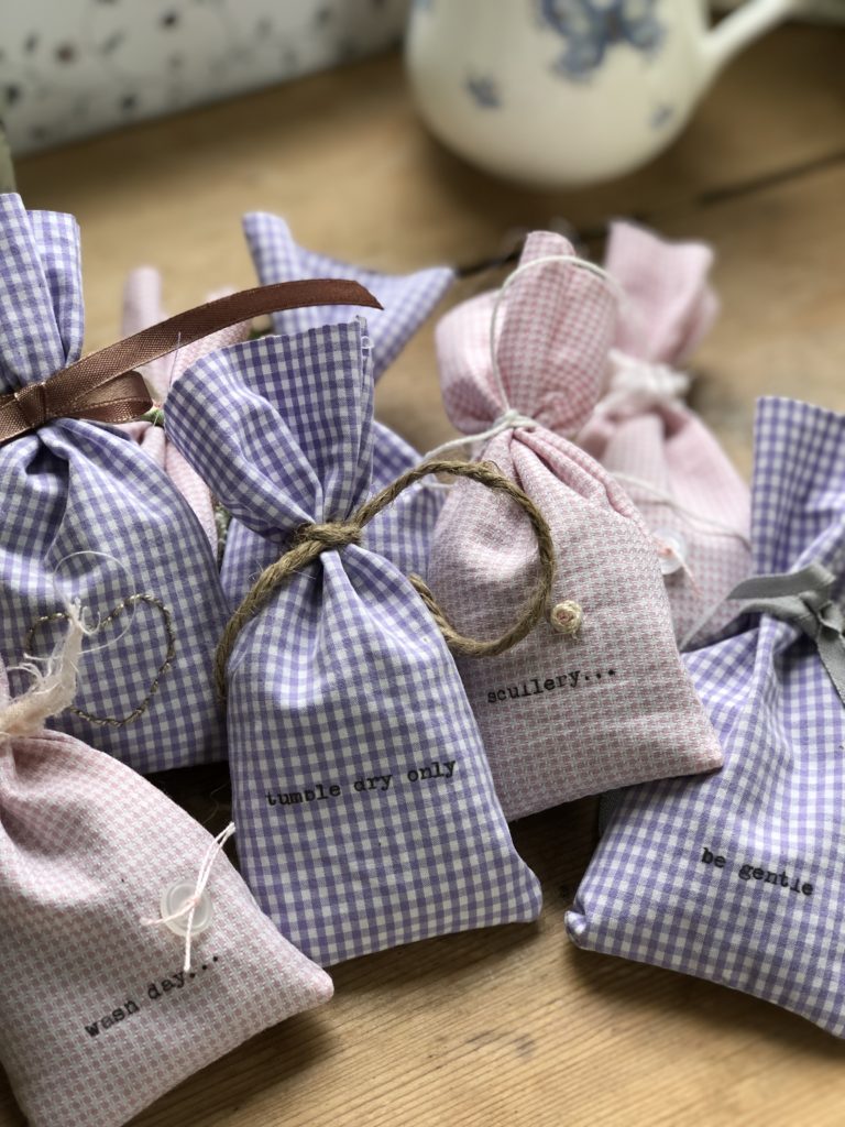 pink and purple homemade lavender dryer bags