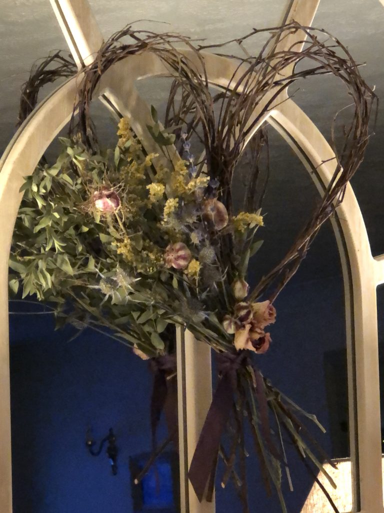 willow dried flower heart wreath